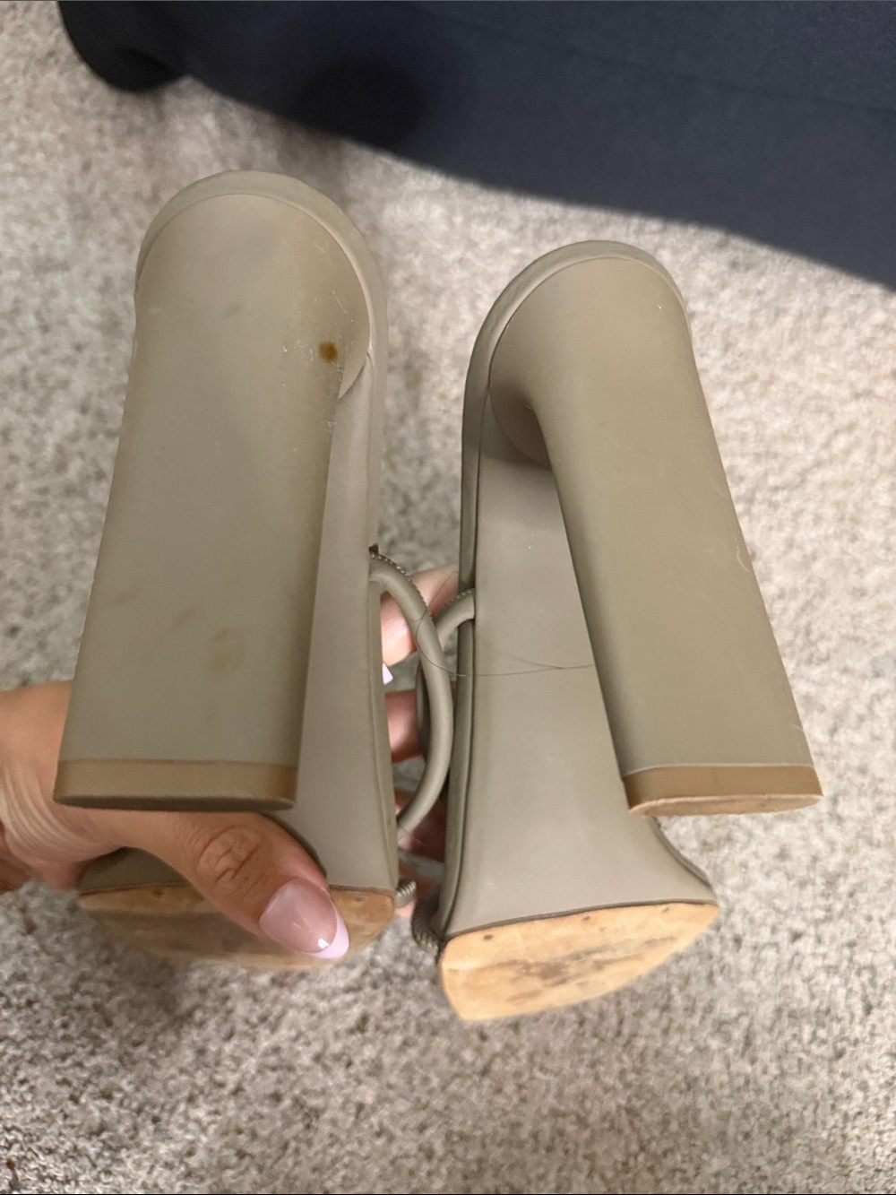 Women's Beige Strappy Square-Toe Heeled Sandals - Picture 4 of 5
